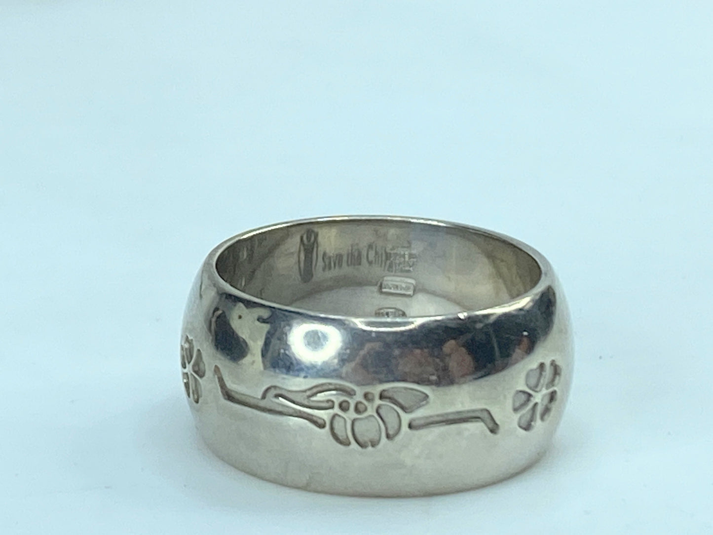 Vintage Sterling BVLGARI Save the Children Silver Ring, Size 54 in bag GS691