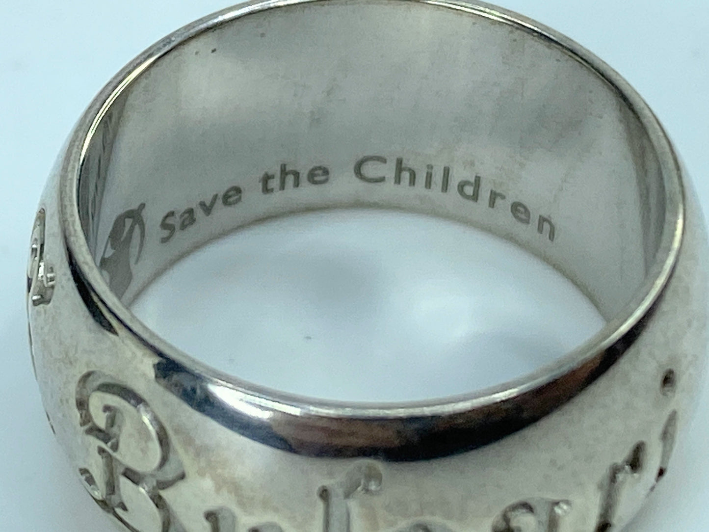 Vintage Sterling BVLGARI Save the Children Silver Ring, Size 54 in bag GS691