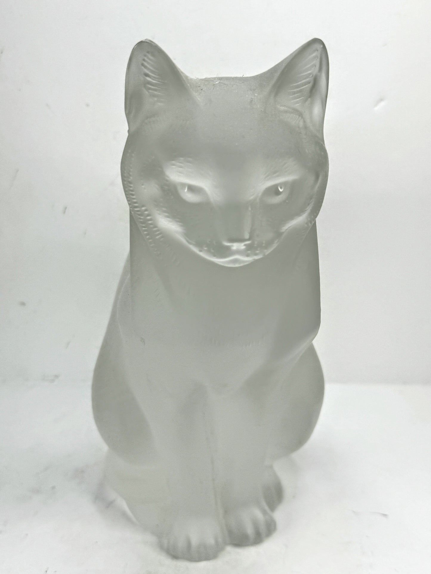 Vintage Lalique Frosted Crystal "Chat Assis" Sitting Cat Figurine 8 1/4" A994