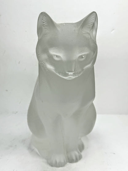 Vintage Lalique Frosted Crystal "Chat Assis" Sitting Cat Figurine 8 1/4" A994