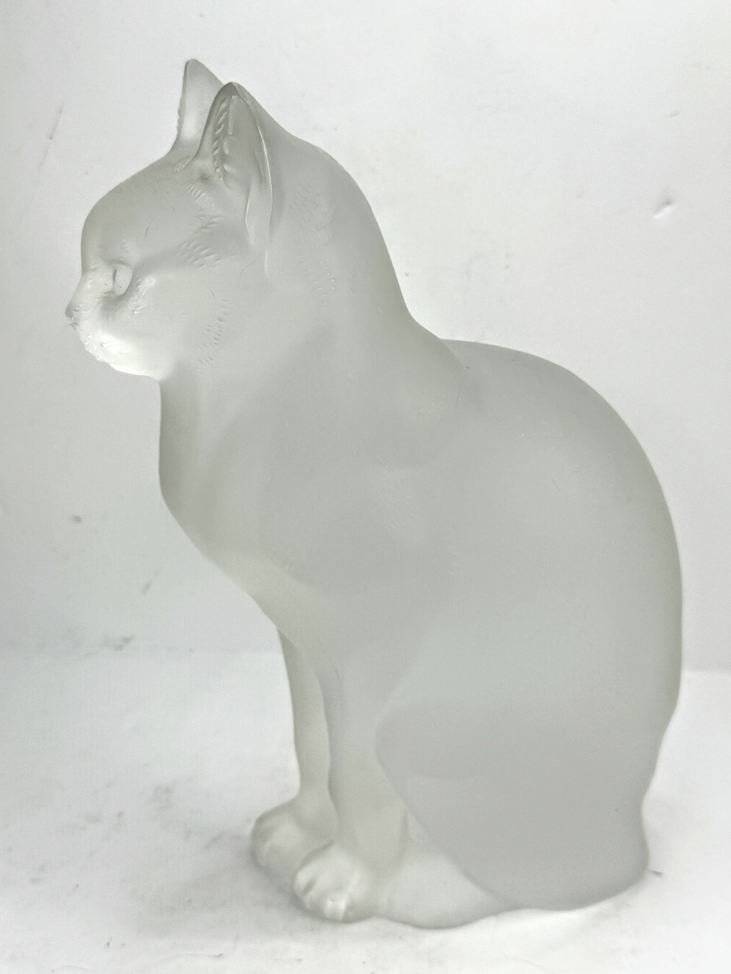 Vintage Lalique Frosted Crystal "Chat Assis" Sitting Cat Figurine 8 1/4" A994