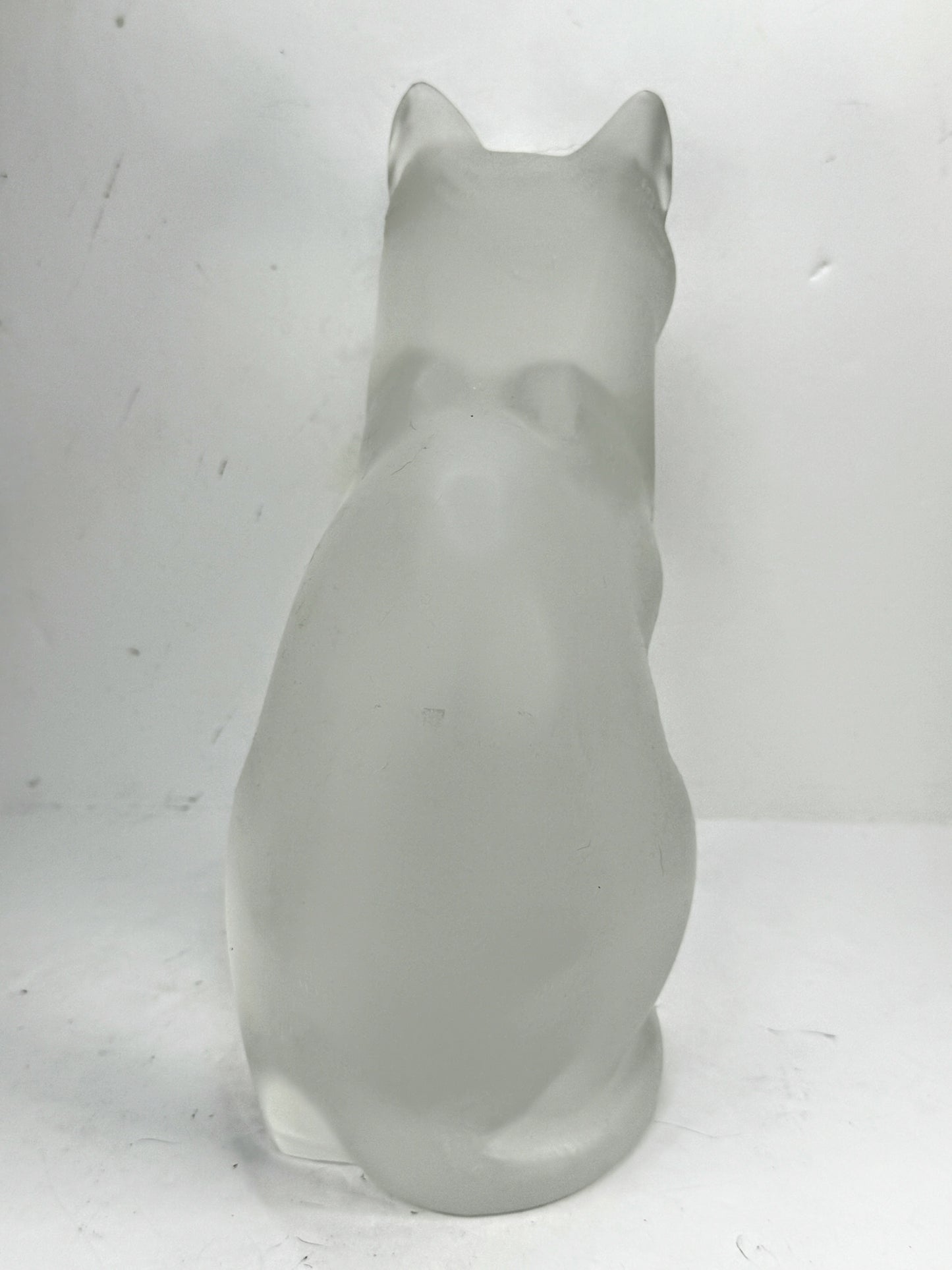 Vintage Lalique Frosted Crystal "Chat Assis" Sitting Cat Figurine 8 1/4" A994