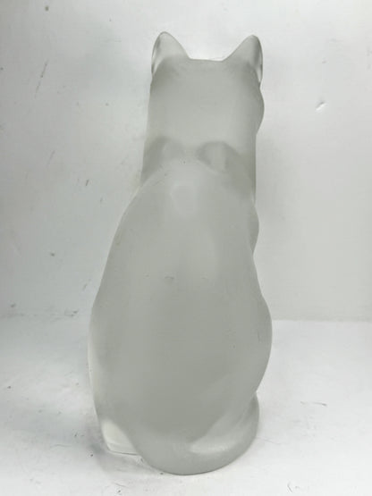 Vintage Lalique Frosted Crystal "Chat Assis" Sitting Cat Figurine 8 1/4" A994