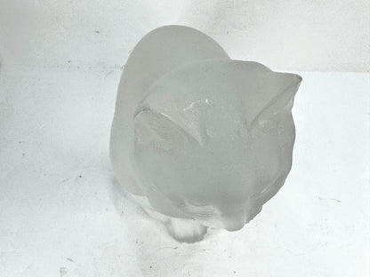 Vintage Lalique Frosted Crystal "Chat Assis" Sitting Cat Figurine 8 1/4" A994