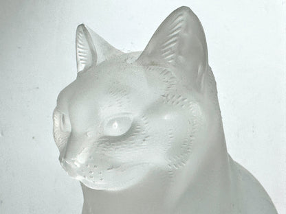 Vintage Lalique Frosted Crystal "Chat Assis" Sitting Cat Figurine 8 1/4" A994