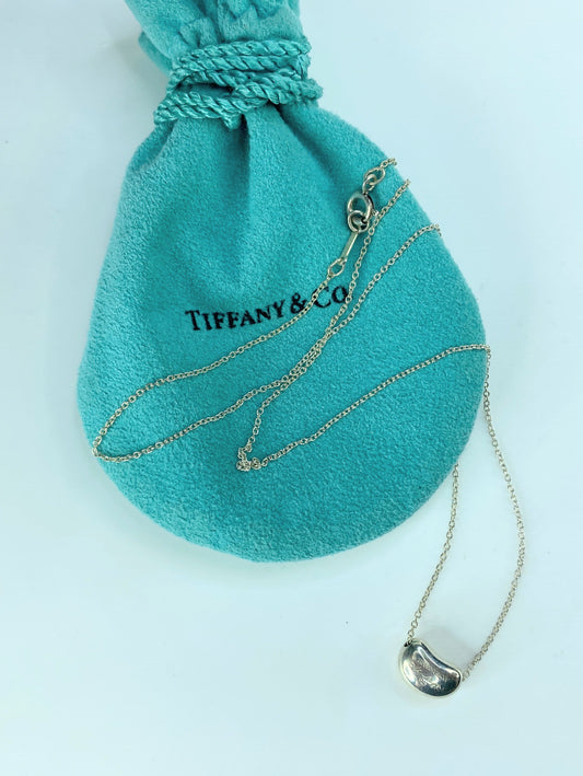 Tiffany & Co Sterling Silver 925 Small Bean Pendant necklace JR9301