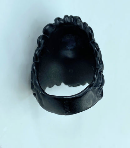 Gucci Black Lion Head Resin Cuff with Faux Pearl and Crystal GS693