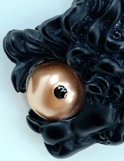 Gucci Black Lion Head Resin Cuff with Faux Pearl and Crystal GS693