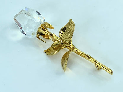 Swarovski Memories Swan Mark Large Rose Shiny Gold Tone Flowers brooch GS694