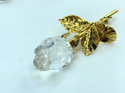 Swarovski Memories Swan Mark Large Rose Shiny Gold Tone Flowers brooch GS694