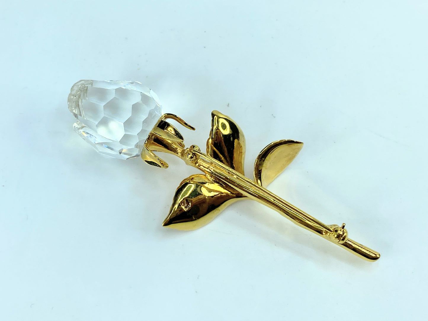 Swarovski Memories Swan Mark Large Rose Shiny Gold Tone Flowers brooch GS694