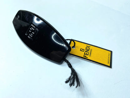 Fendi Hair accessory Black Plastic Resin gold-tone hair barrette 3.75" New GS670