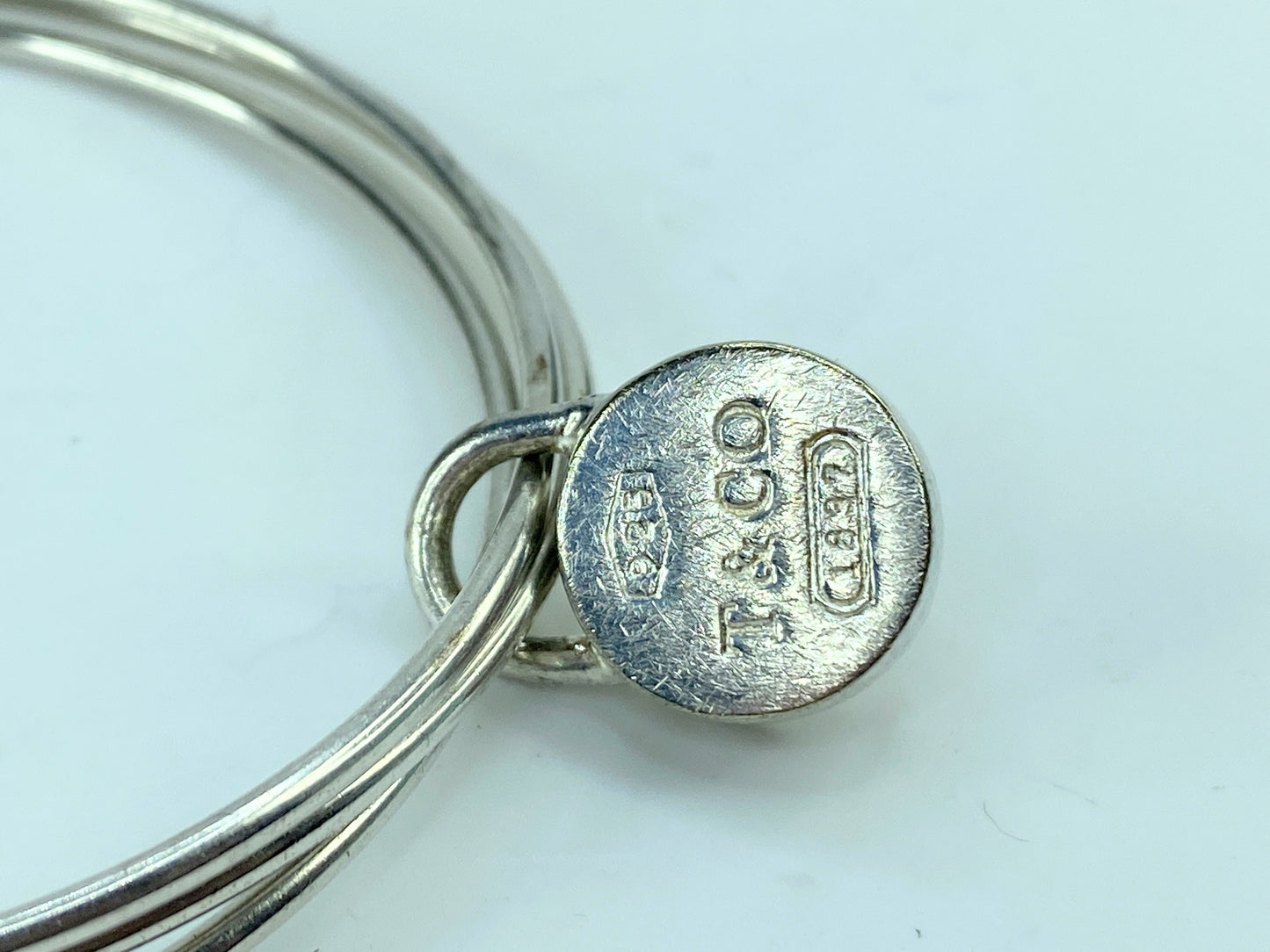 Tiffany & Co Sterling Silver 1837 Round Padlock Triple bangles 8" JR678
