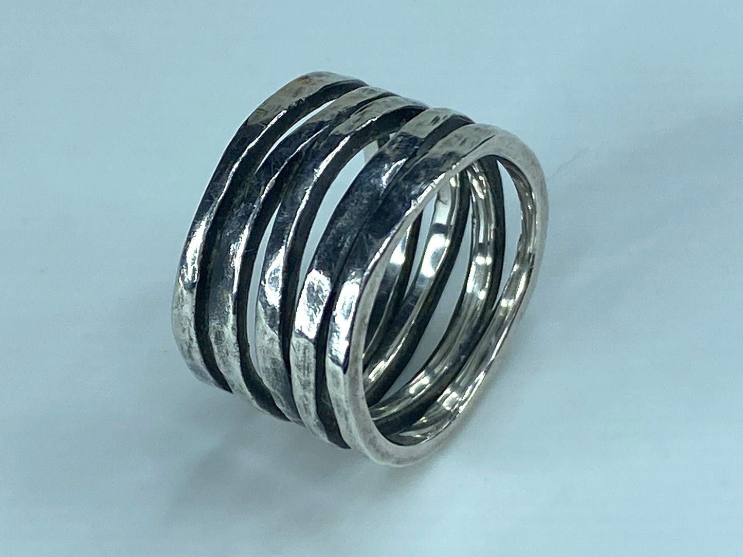 James Avery Sterling silver hand hammered multiple bands ring JR9303