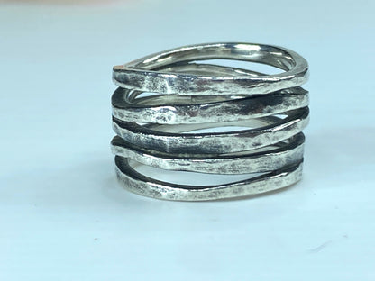 James Avery Sterling silver hand hammered multiple bands ring JR9303