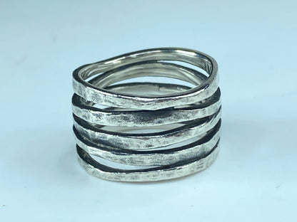 James Avery Sterling silver hand hammered multiple bands ring JR9303