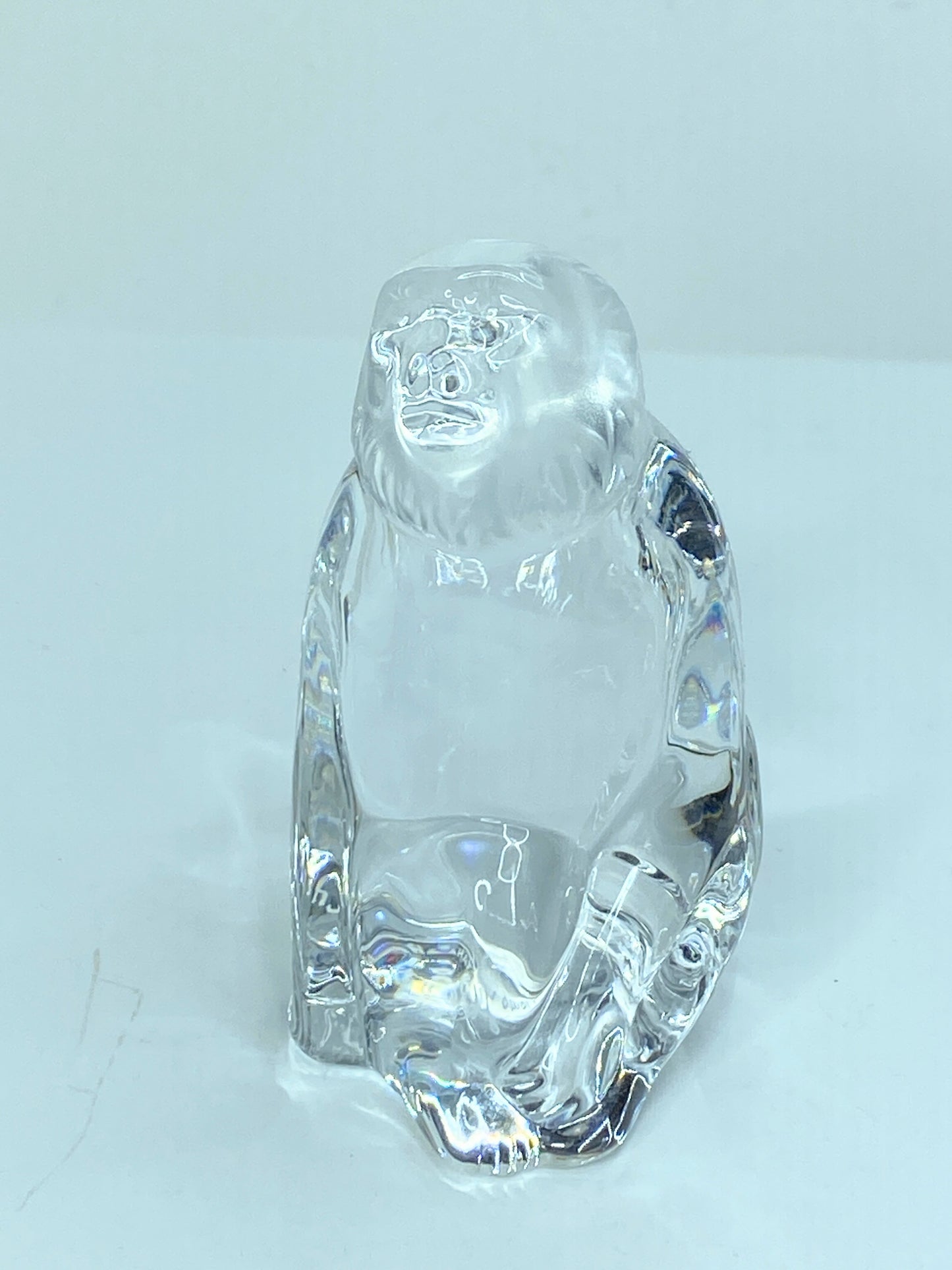 Vintage Baccarat France Crystal Zodiac Monkey Frosted Face Figurine 3.5" A518