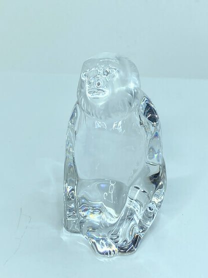 Vintage Baccarat France Crystal Zodiac Monkey Frosted Face Figurine 3.5" A518