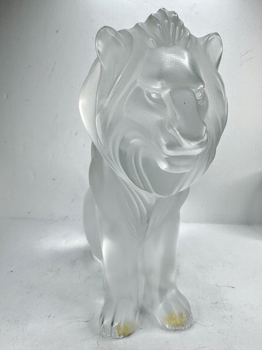 Vintage Lalique Crystal Lion De Lumiere Seated Sculpture A995