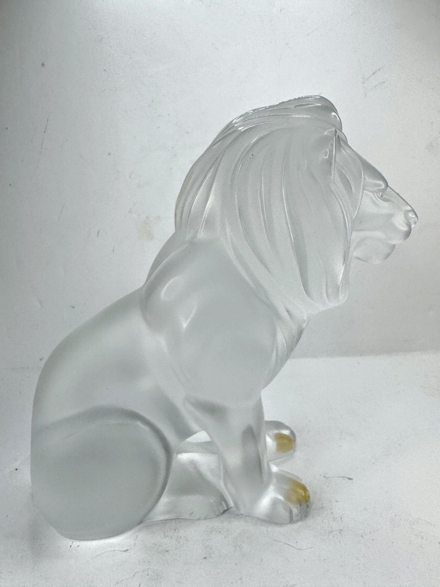 Vintage Lalique Crystal Lion De Lumiere Seated Sculpture A995