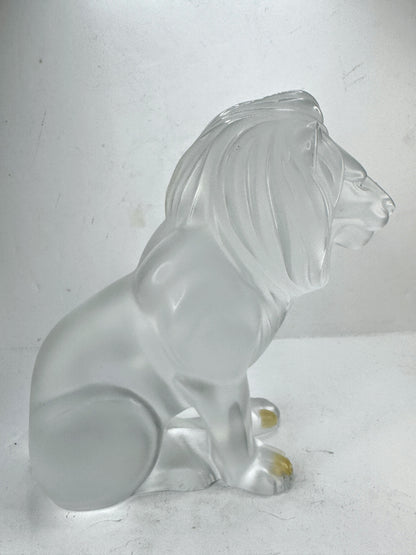 Vintage Lalique Crystal Lion De Lumiere Seated Sculpture A995