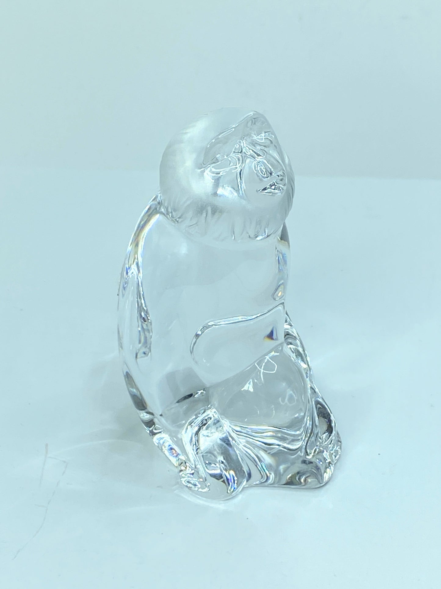 Vintage Baccarat France Crystal Zodiac Monkey Frosted Face Figurine 3.5" A518