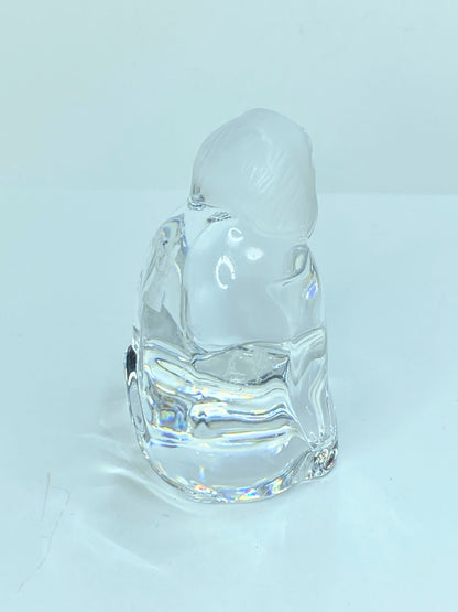 Vintage Baccarat France Crystal Zodiac Monkey Frosted Face Figurine 3.5" A518