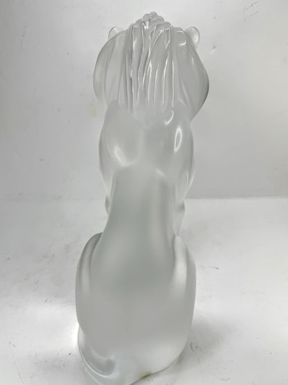 Vintage Lalique Crystal Lion De Lumiere Seated Sculpture A995