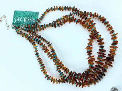 Sterling 925 "Mine Finds" By Jay King 5 Strand Amber & Turquoise Necklace JR0038