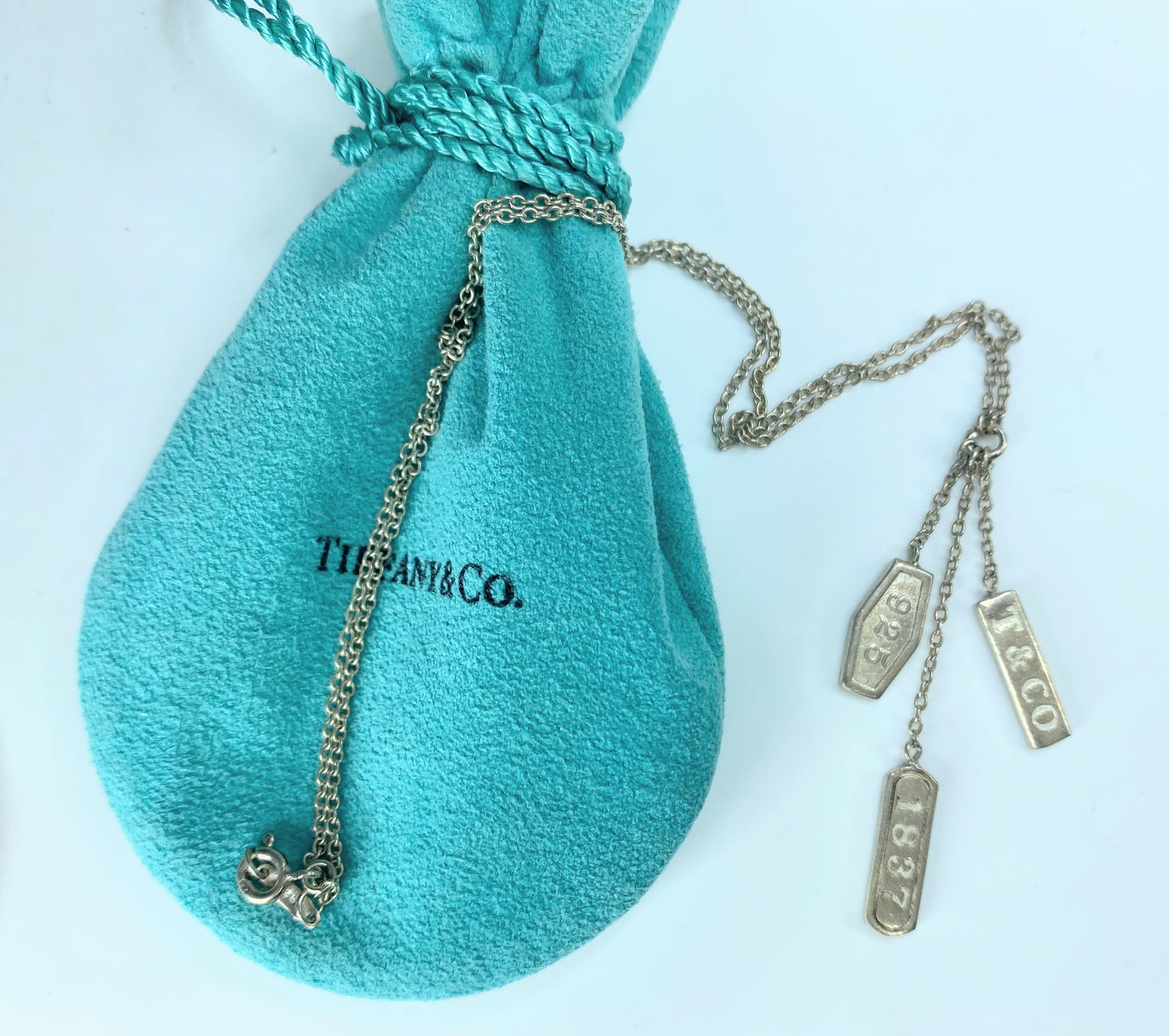 Tiffany & Co.1837 Triple Three Bar Elements Lariat Drop Dangle Necklace JR9305