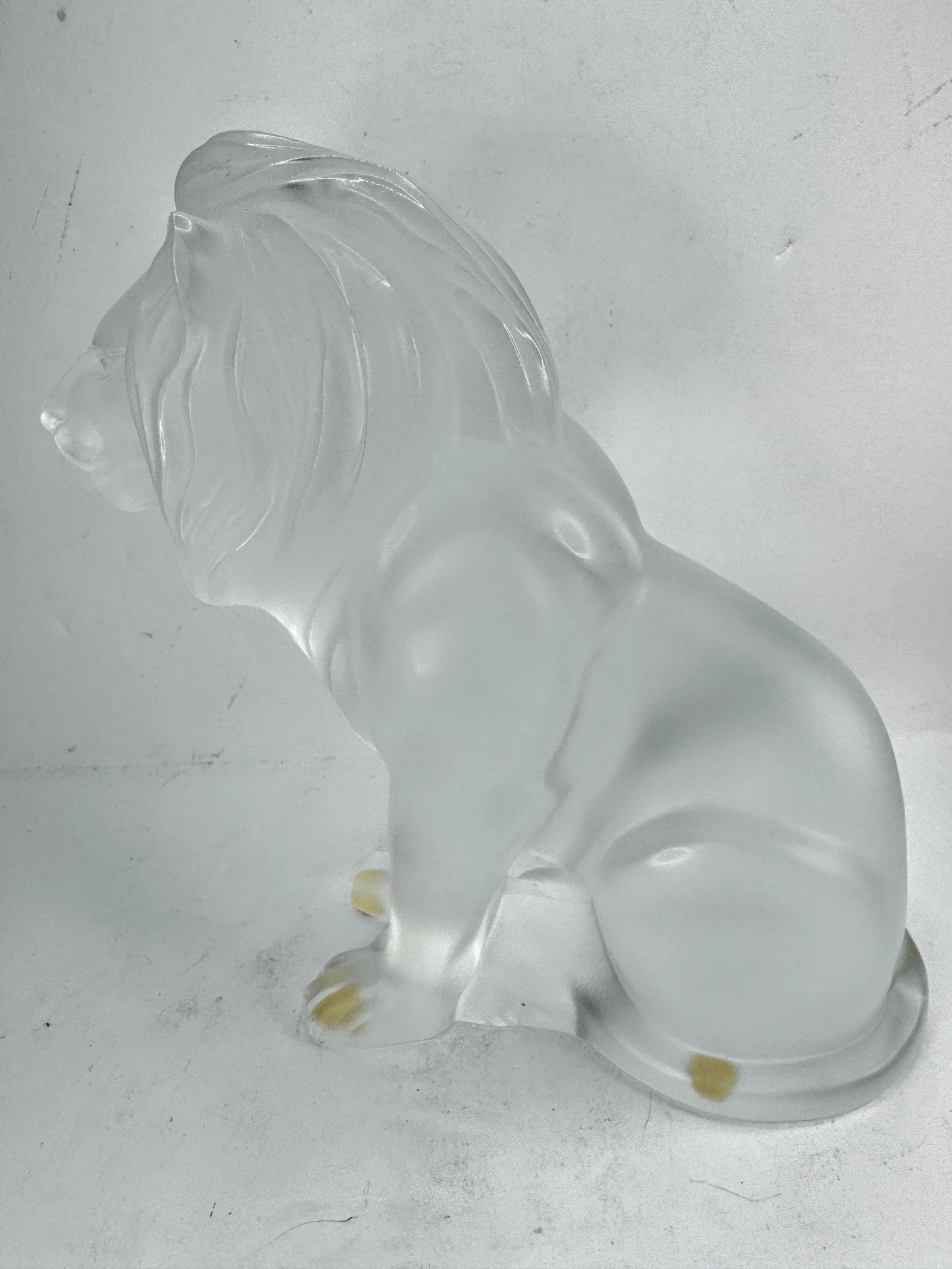 Vintage Lalique Crystal Lion De Lumiere Seated Sculpture A995