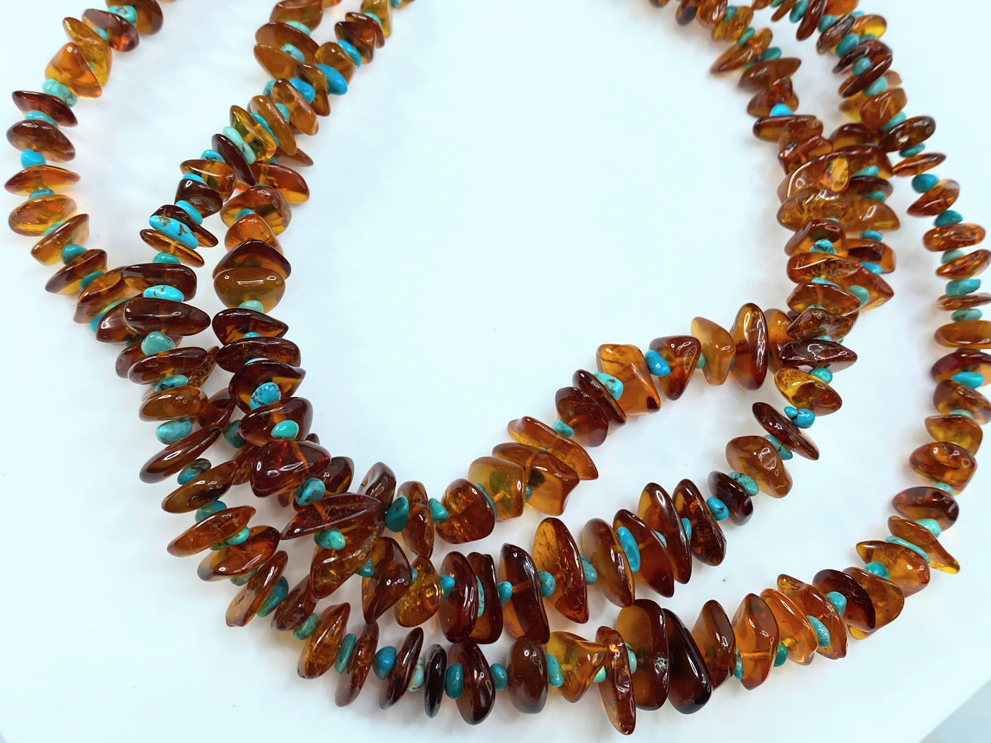 Sterling 925 "Mine Finds" By Jay King 5 Strand Amber & Turquoise Necklace JR0038