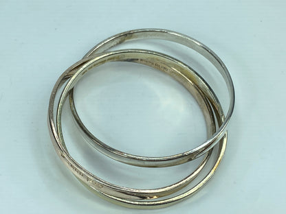 Tiffany Sterling 925 yellow/rose/silver Triple Rolling Bangle Bracelet JR680