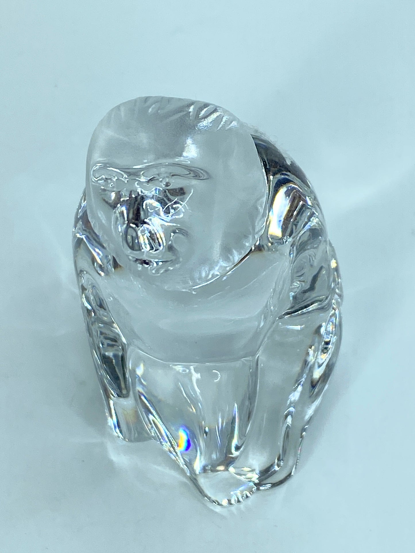 Vintage Baccarat France Crystal Zodiac Monkey Frosted Face Figurine 3.5" A518
