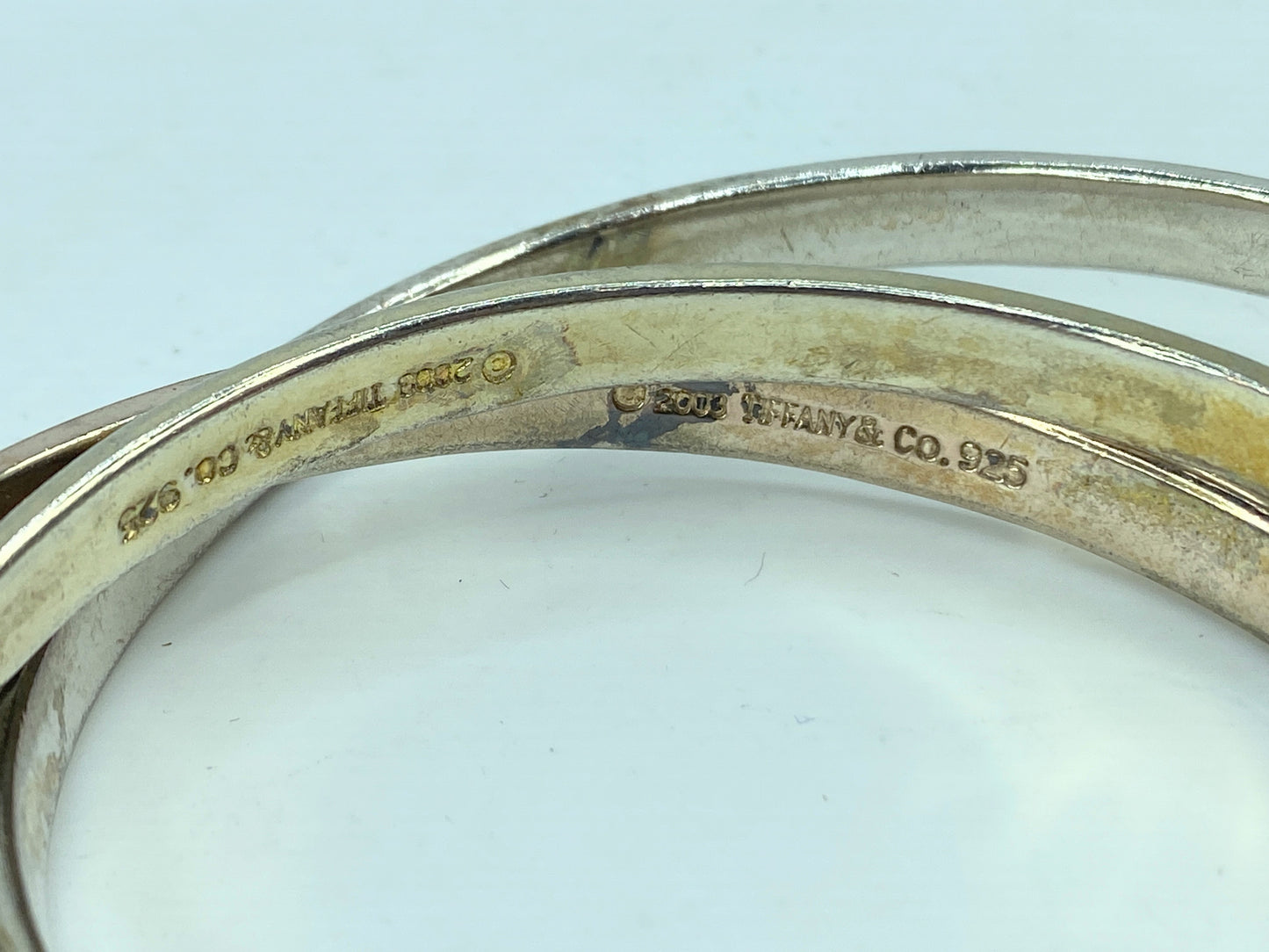 Tiffany Sterling 925 yellow/rose/silver Triple Rolling Bangle Bracelet JR680