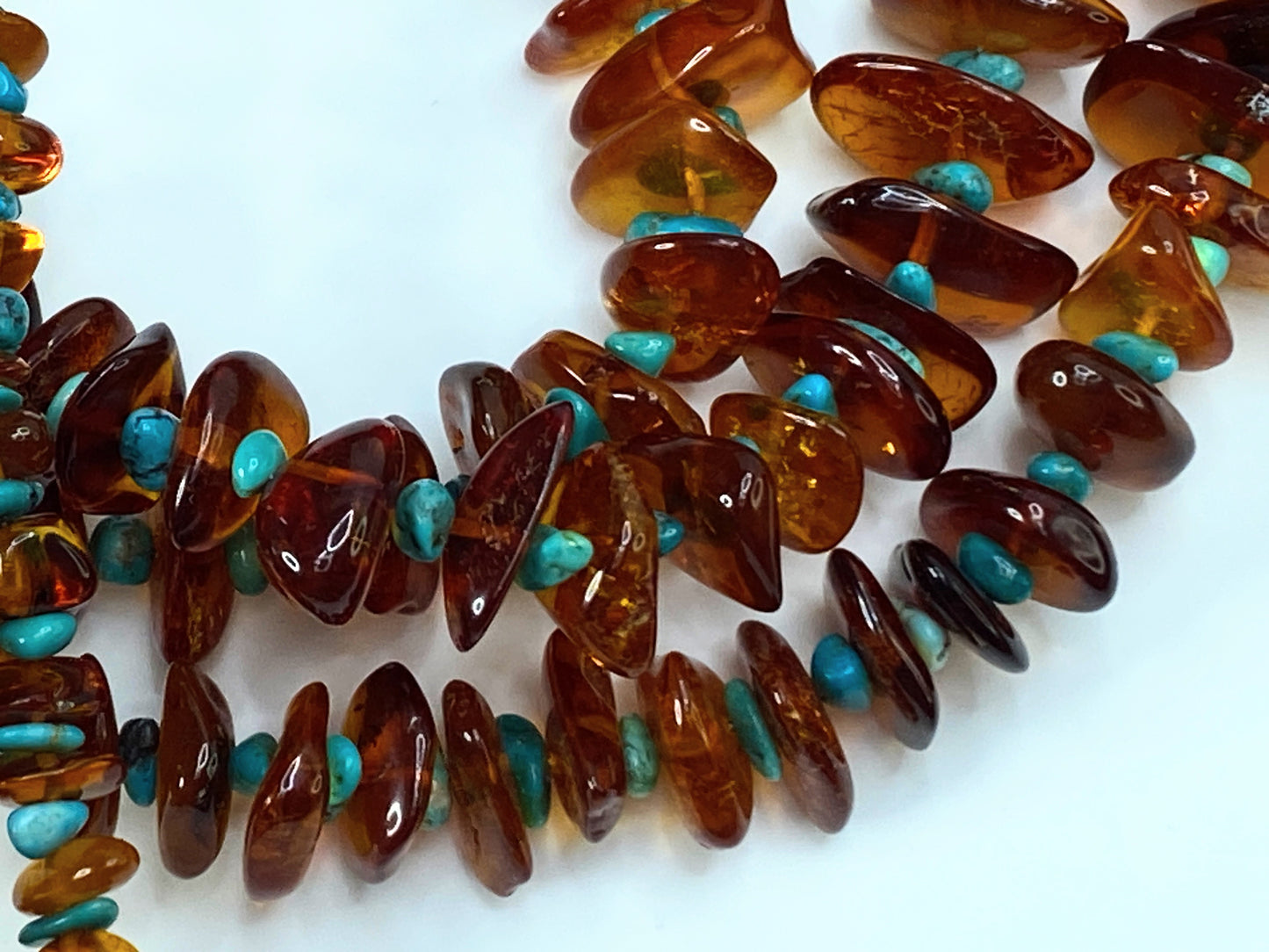 Sterling 925 "Mine Finds" By Jay King 5 Strand Amber & Turquoise Necklace JR0038