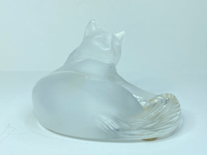 Lalique ''Happy Cat'' Crystal Figurine 3.5''. Frosted A519