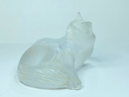 Lalique ''Happy Cat'' Crystal Figurine 3.5''. Frosted A519