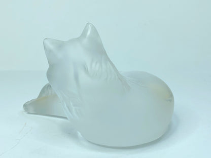 Lalique ''Happy Cat'' Crystal Figurine 3.5''. Frosted A519