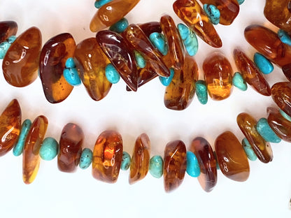 Sterling 925 "Mine Finds" By Jay King 5 Strand Amber & Turquoise Necklace JR0038