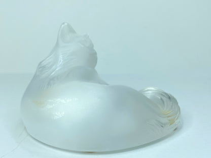 Lalique ''Happy Cat'' Crystal Figurine 3.5''. Frosted A519