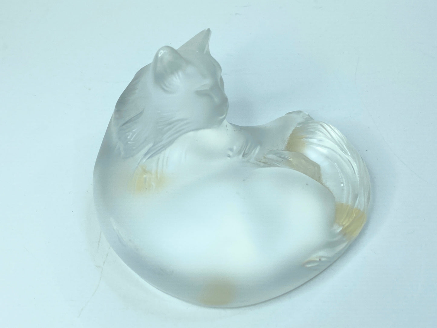 Lalique ''Happy Cat'' Crystal Figurine 3.5''. Frosted A519