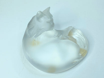 Lalique ''Happy Cat'' Crystal Figurine 3.5''. Frosted A519