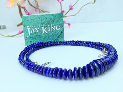 Jay King Natural Lapis Lazuli rondelle Faceted Beads sterling necklace 18" GS149