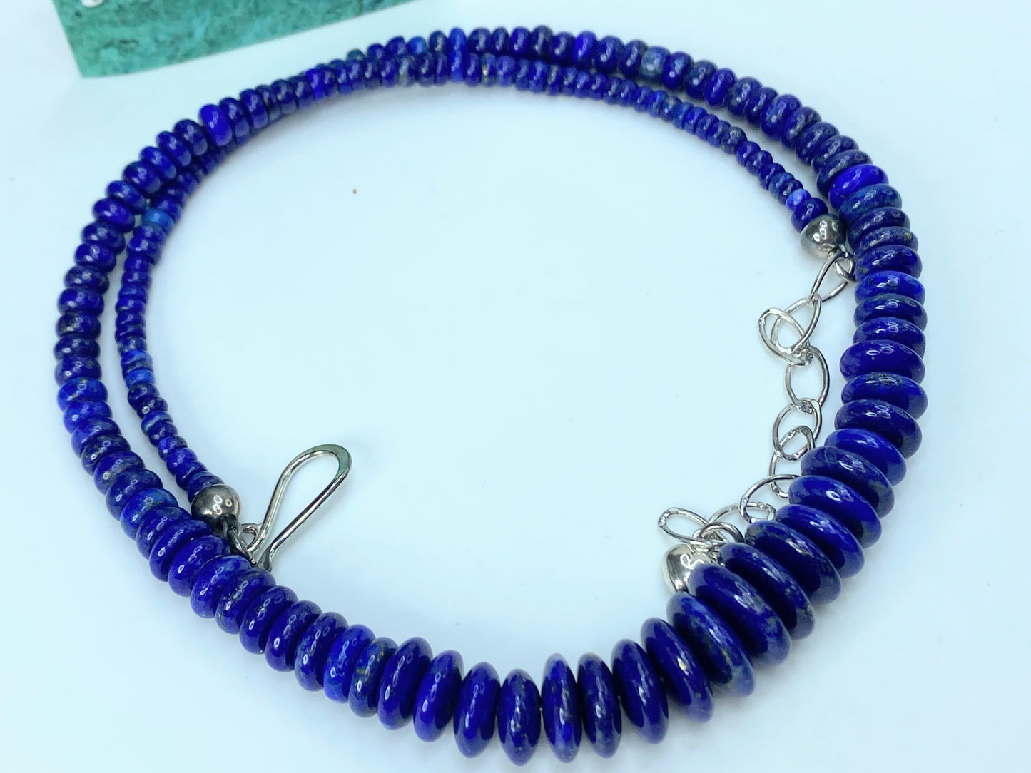 Jay King Natural Lapis Lazuli rondelle Faceted Beads sterling necklace 18" GS149