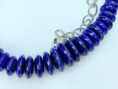 Jay King Natural Lapis Lazuli rondelle Faceted Beads sterling necklace 18" GS149