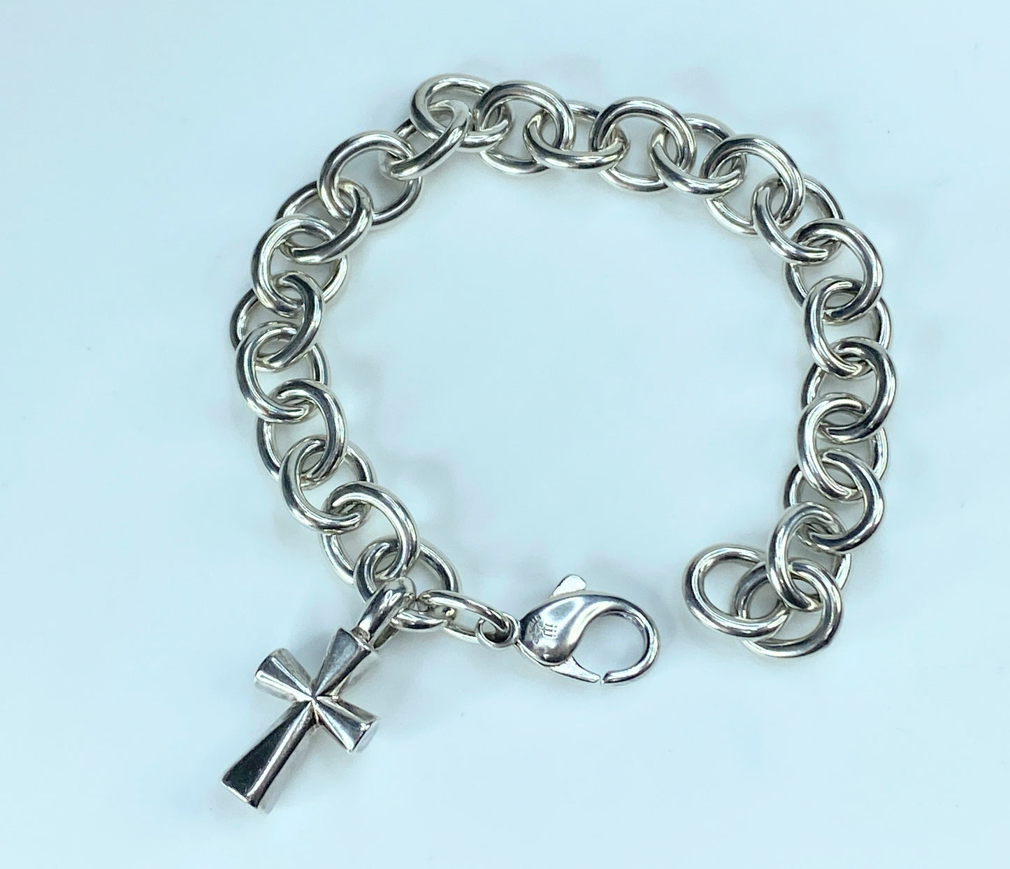 James Avery Sterling Silver Bracelet with St Teresa Cross 7.5" 31.6g JR9308