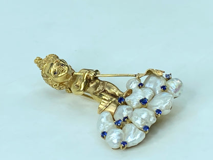 Ruser 14K gold Saturday's Day Works hard for his living brooch JR1002