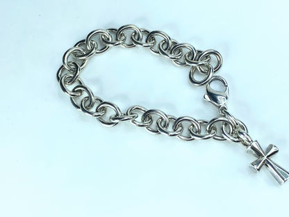 James Avery Sterling Silver Bracelet with St Teresa Cross 7.5" 31.6g JR9308