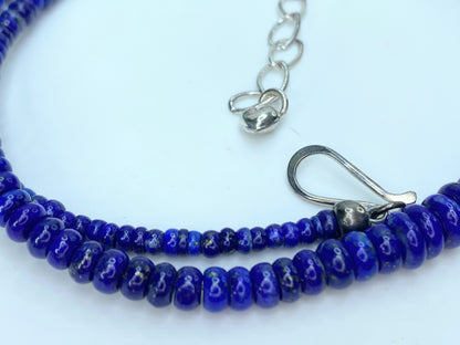 Jay King Natural Lapis Lazuli rondelle Faceted Beads sterling necklace 18" GS149